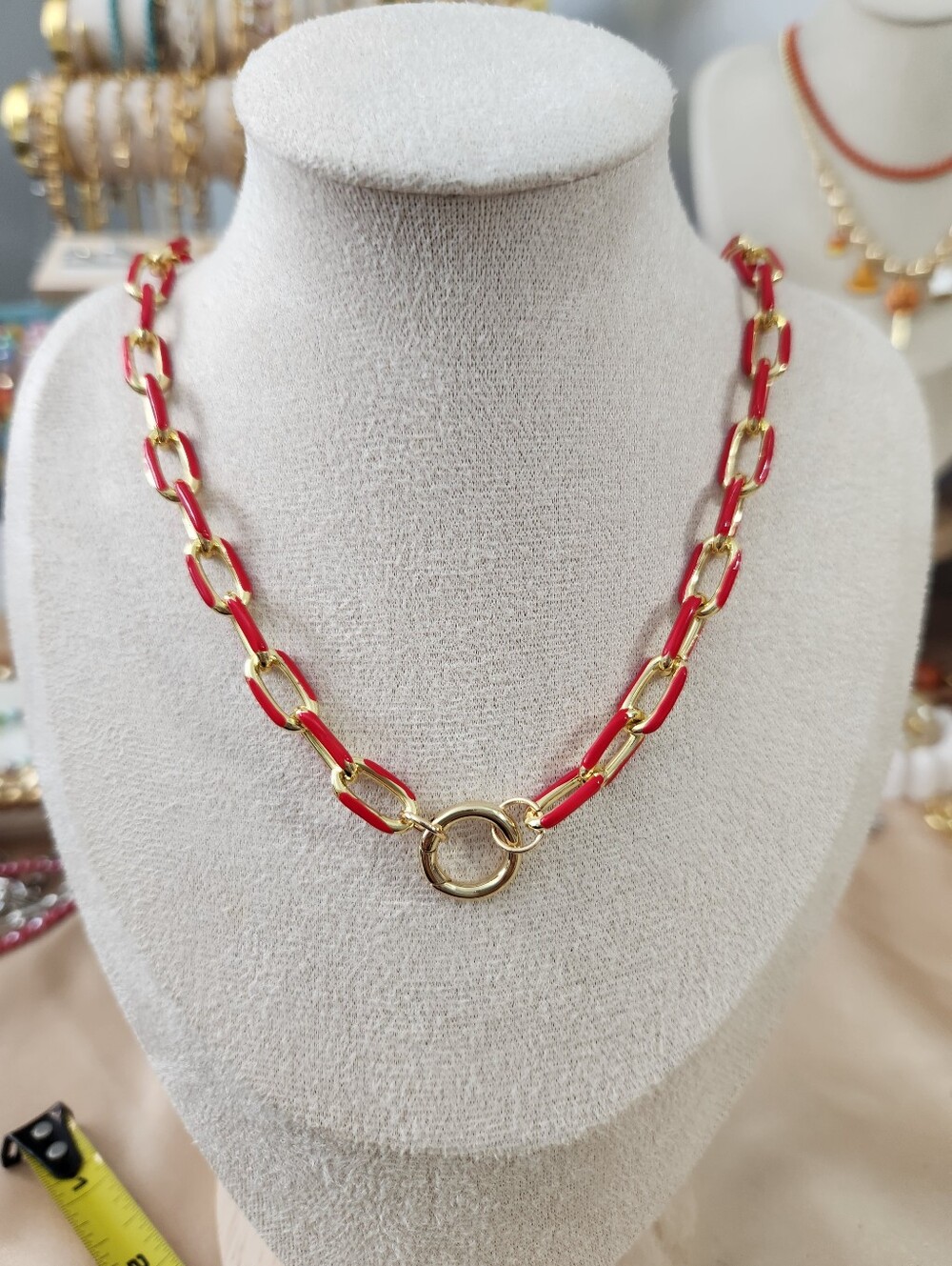 Red Enamel Charm Holder Necklace